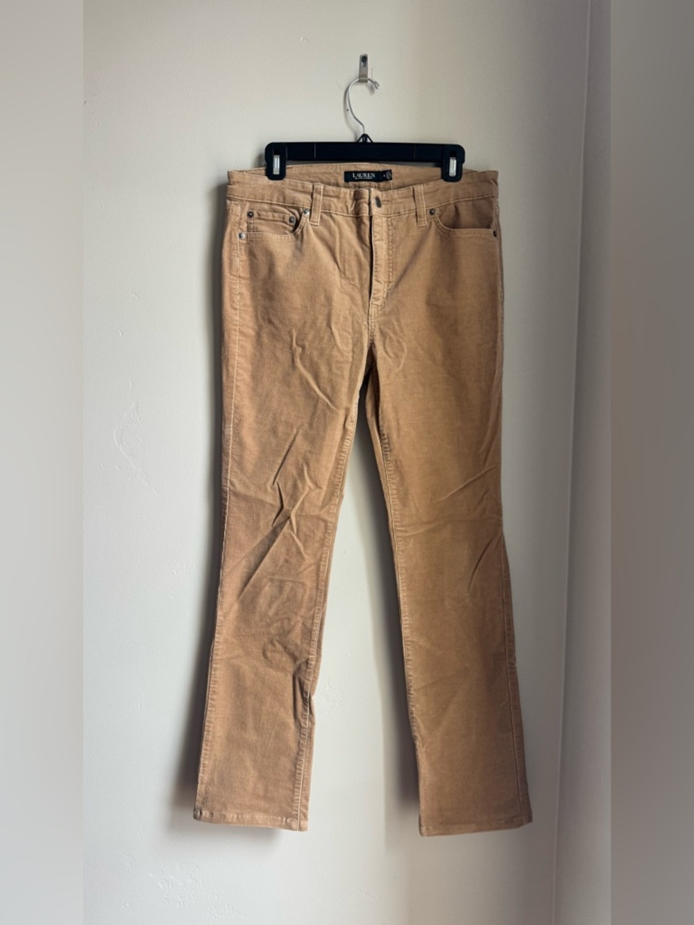 Lauren Ralph Lauren Corduroy Pants 8 Tan Straight Leg Stretch Y2K Cottagecore